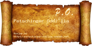 Petschinger Odília névjegykártya